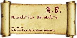 Mlinárik Barabás névjegykártya